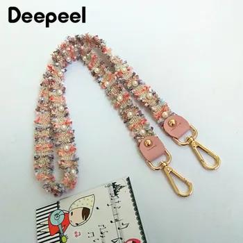

Deepeel 1pc 2.5cm*80/100/120cm Women Pearl Tassel Lace Backpack Strap Pink PU Metal Buckle Decoration Hit Color Bag Strap BS104