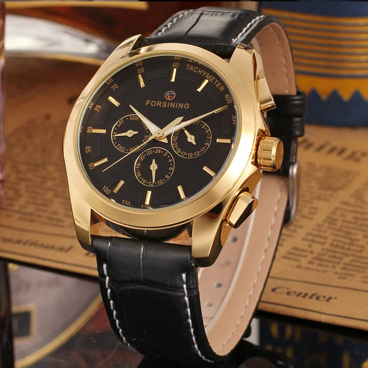 

Hot Sales forsining Three-Eyed Six-pin Calendar Week Men Automatic Analog Watch