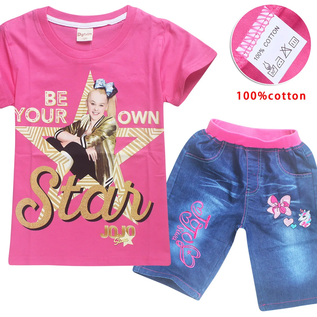 JOJO SIWA/розовые детские футболки хлопковые футболки для маленьких девочек комплекты с короткими рукавами для мальчиков и девочек футболки Одежда для девочек 10-12 лет - Цвет: S8361-red