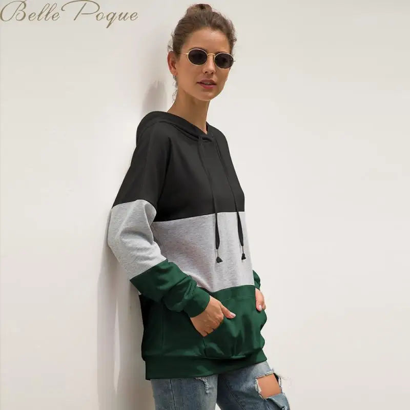Belle poque осень зима с капюшоном Тедди пуловеры для женщин Лоскутная куртка с длинными рукавами Повседневные школьные флисовые кофты женские