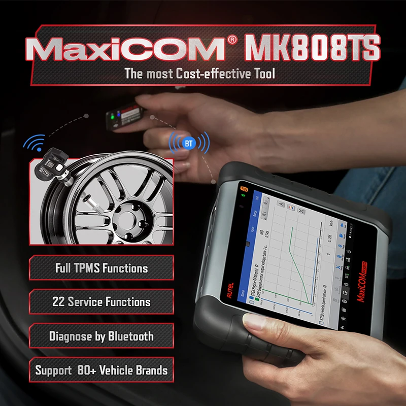 Autel MaxiCOM MK808TS автомобильной OBD2 автомобильные инструменты для диагностики сканер tpms сервис программирования