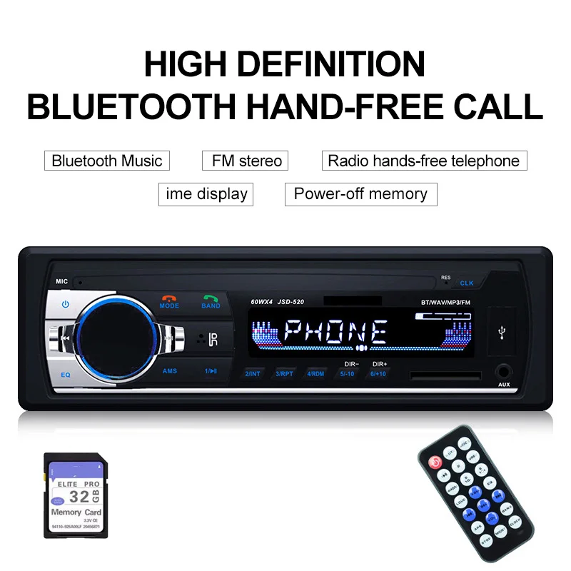 12 В автомобильный MP3 мультимедийный плеер, Bluetooth аудио музыкальный стерео автомобильный Радио MP3-плеер JSD FM Aux Входной приемник SD USB - Цвет: ISO 32GB