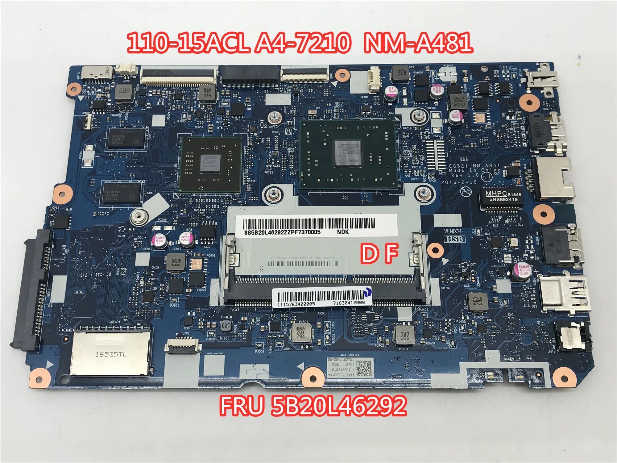 

Lenovo CG521 NM-A841 motherboard for 110-15ACL notebook motherboard with AMD A4-7210 FRU 5B20L46292 100% tested