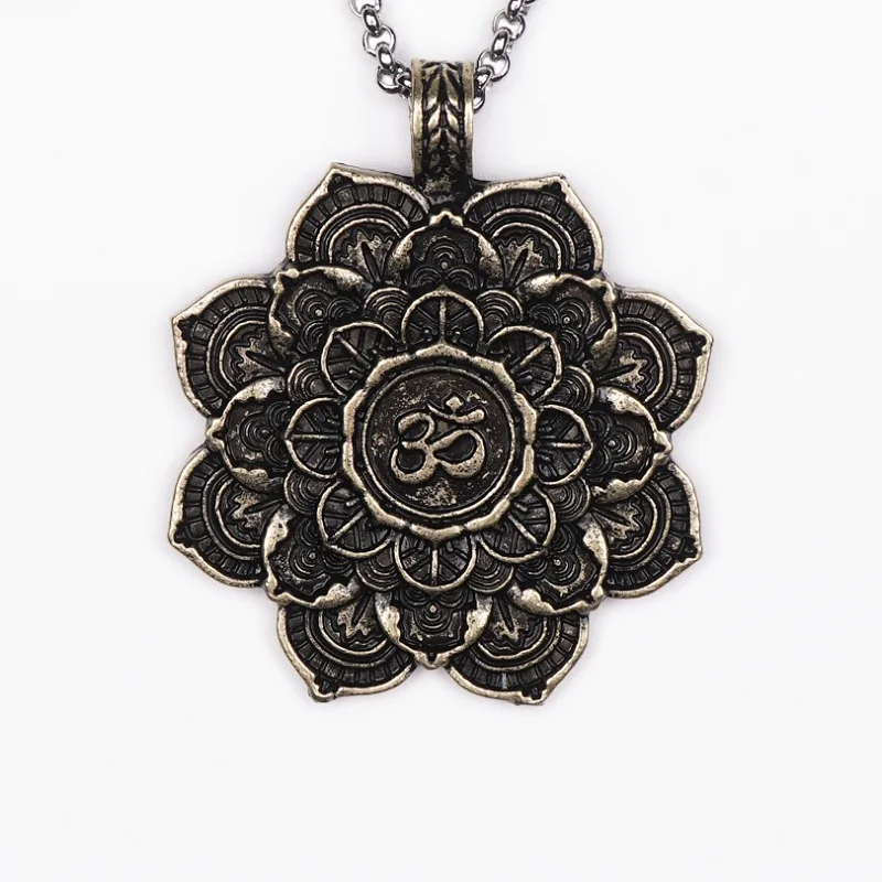 Буддизм Ювелирные Изделия Мандала Цепи Из Нержавеющей Стали Ожерелье Лотоса
