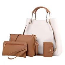 4 шт., женский модный однотонный кошелек края+ сумки через плечо для женщин, элегантные сумки-мессенджеры+ Сумочка+ кошелек, Прямая поставка