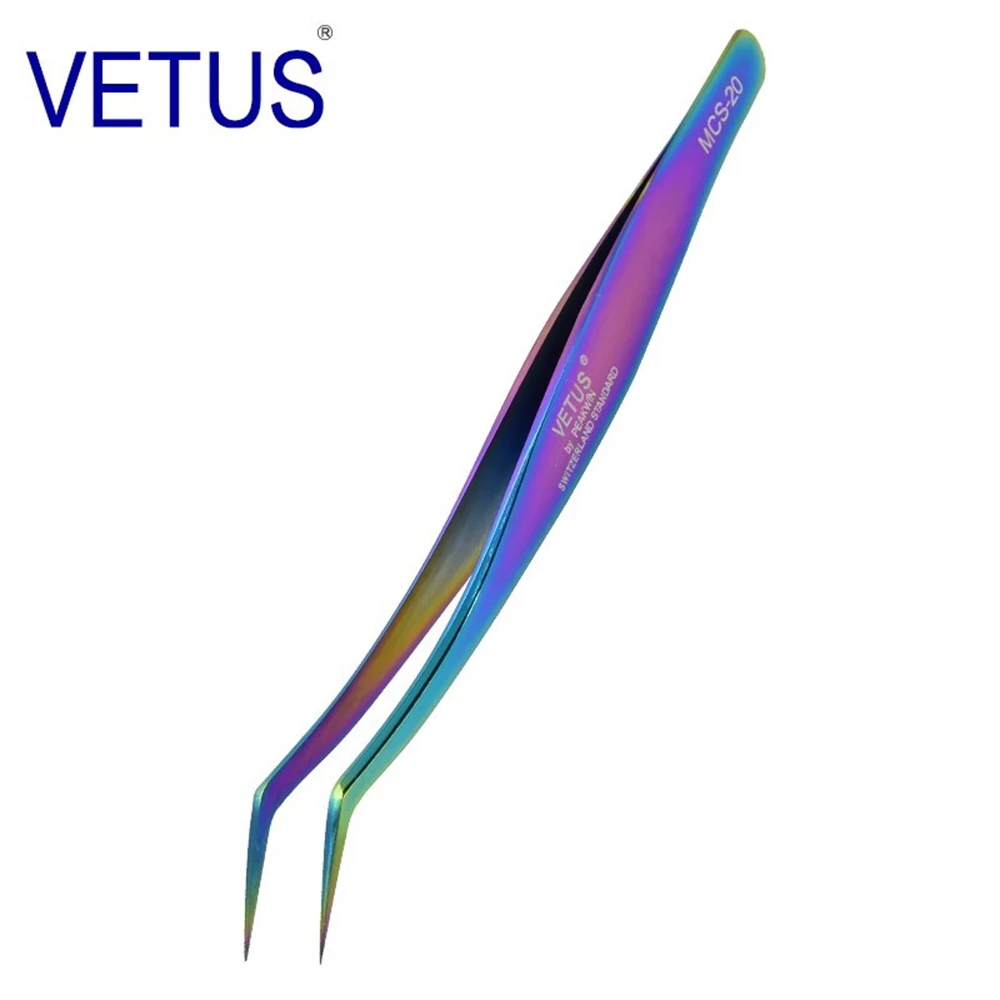 MSC 20-Colorful Суперточный Профессиональный пинцет Vetus, пинцет из нержавеющей стали, пинцет для ресниц, набор для наращивания ресниц Vetus - Цвет: MSC 20-Colorful