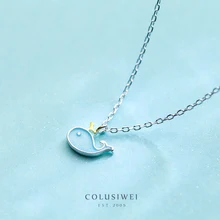 Colusiwei Pendant Necklace for Women Authentic 925 Sterling Silver Cute Whale Chain Necklacer Gifts for Kids Girl Fine Jewelry