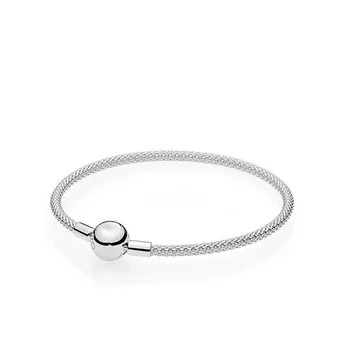 

MOMENTS Mesh Bracelet for Pandora 925 Sterling Silver Jewelry Bangles for Woman Jewelry Making Bracelet & Bangle Pulseras