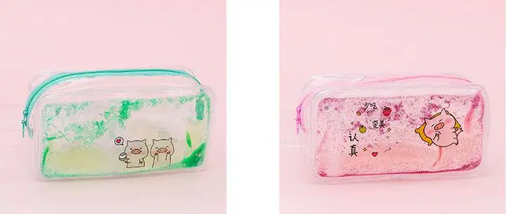 1 шт. чехол для карандашей Kawaii Girl Heart in The Oil Sequins, сумка для наждачной бумаги, креативная прозрачная большая емкость, сумка для хранения косметики