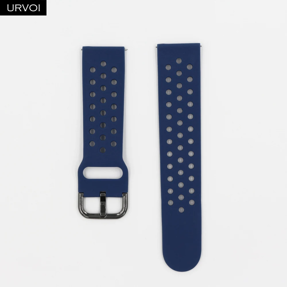 URVOI силиконовой лентой для Galaxy Watch Active/42/46 мм шестерни ремешок для спортивных часов для HUAWEI GT быстроразъемные контакты мягкий сменный 20/22 мм - Цвет ремешка: Dark blue