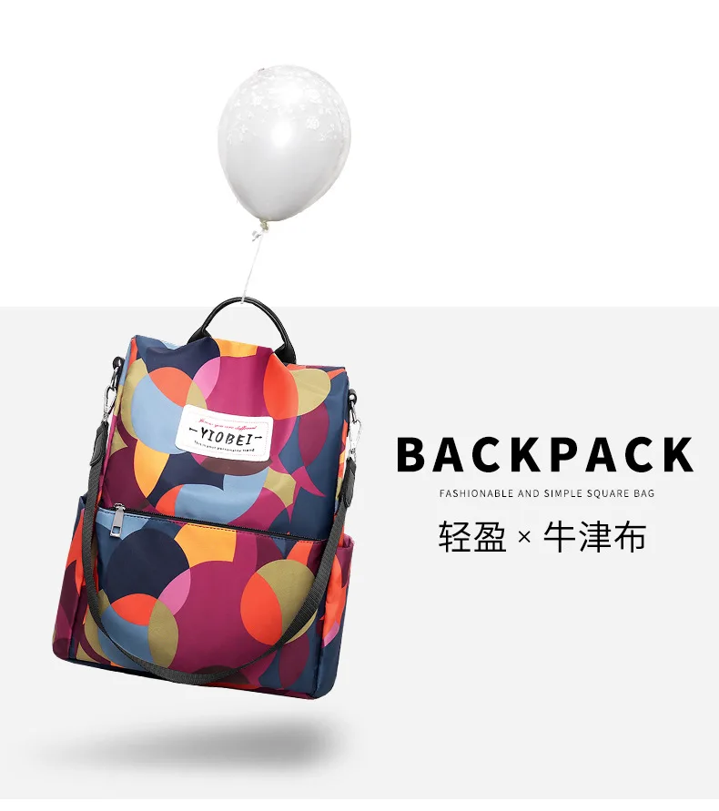 Customizable Backpack WOMEN'S Bag New Style Anti-Theft Outdoor Casual Cross Border Printed Oxford Cloth Bag