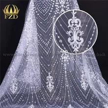 FZD 1 ярд полиэстер вышивка кружевная ткань материал Свадебная подкладка белого цвета для свадебного платья DIY Сетка аксессуары