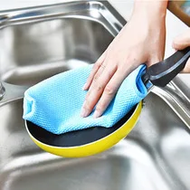 South Korea Bamboo Fabric Multi-functional Double-Sided Dish Towel Cloth Wood Fiber Oil-free Scouring Pad Kitchen Rags Wholesale