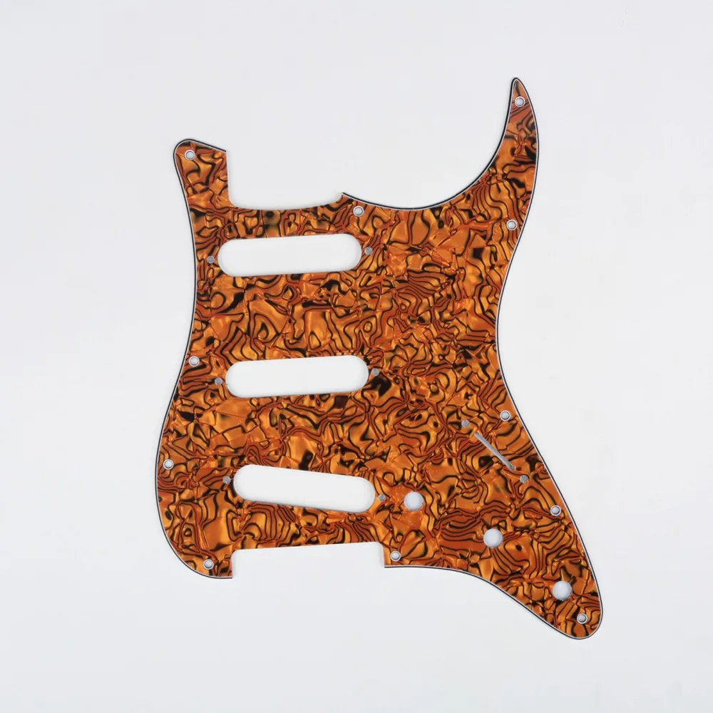 Musiclily SSS 11 Hole Strat Гитара Накладка и бэкплейт набор для Fender США/мексиканский стандарт Stratocaster, 4Ply Tiger Spot Shell