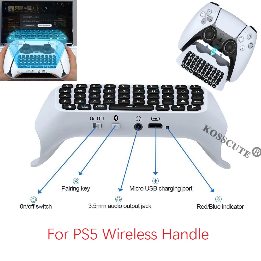 Clavier sans fil pour Playstation 5, manette PS5, haut-parleur intégré,  manette de jeu, 3.0