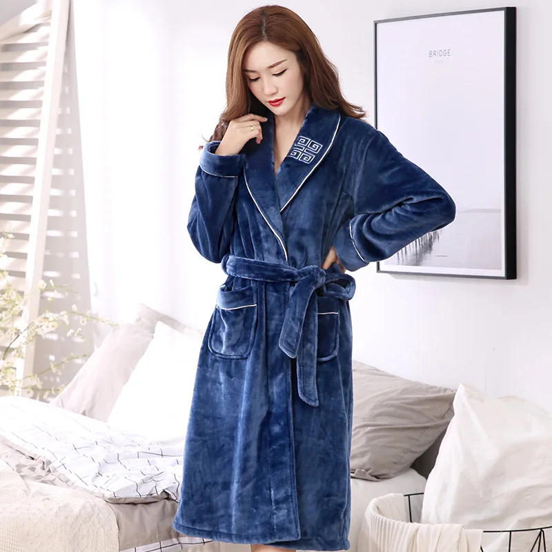 

Flannel Nightgown Women's Winter Thick X-long Warm Bathrobe Bathrobe Autumn And Winter Days Coral Velvet Tracksuit Pajamas