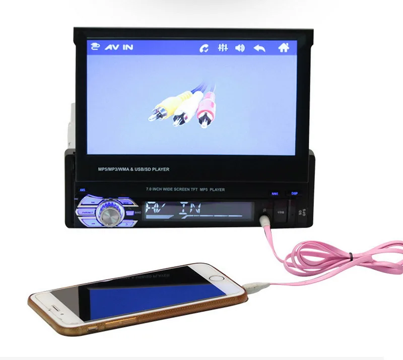 Выдвижной Автомобильный радиоприемник MP5 MP4 плеер GPS Bluetooth Стерео FM USB TF AUX 1 DIN 7