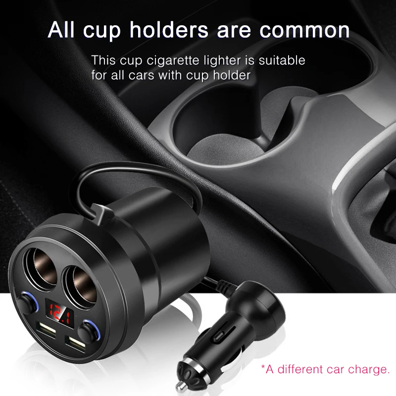 Hot Item Usb-Splitter Cup-Holder Cigarette-Lighter Auto Ports 2USB for in Car-Charger 2usb/Ports/Led-dsiplay p6K5lkgw