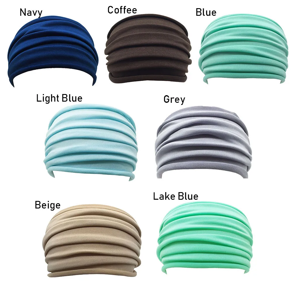 13 Colors Nonslip Elastic Folds Yoga Hairband Fashion Wide Sports Headband Running Accessories Summer Stretch Hair Band