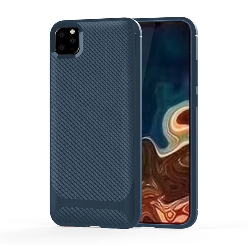 200 шт Новое углеродное волокно мягкий резиновый силиконовый чехол для iphone XR X XS Max 7 8 Plus XIR XI Max Гибридный ТПУ чехол для телефона - Цвет: Navy Blue