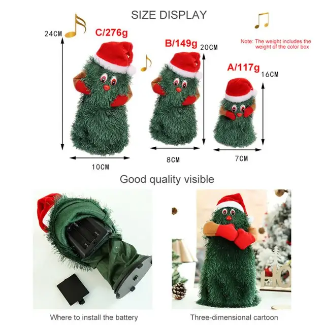 1 Pc Plush Toy Electric Singing Dancing Christmas Tree Toys Christmas Doll Merry Christmas Decorations Electric Toy For Children 5