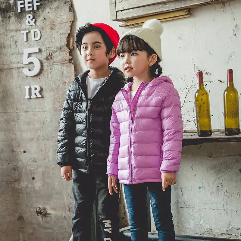 Winter Clothing New Children's Down Jacket Boys And Girls Light And Thin Pure Color Down Coat