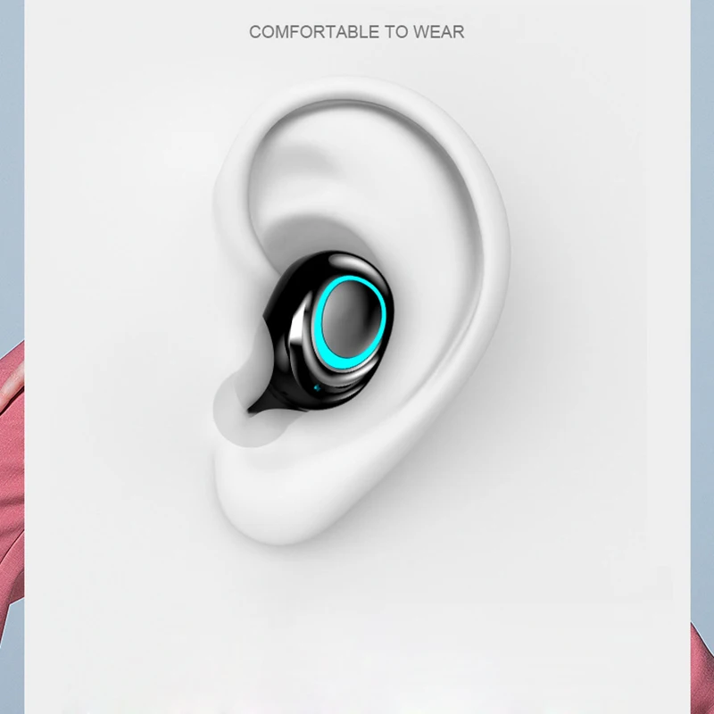 Earphone Bluetooth Wireless Headphone with Microphone Sport Game Truly in Ear Headset Tws 8D Stereo Waterproof Noise Canceling