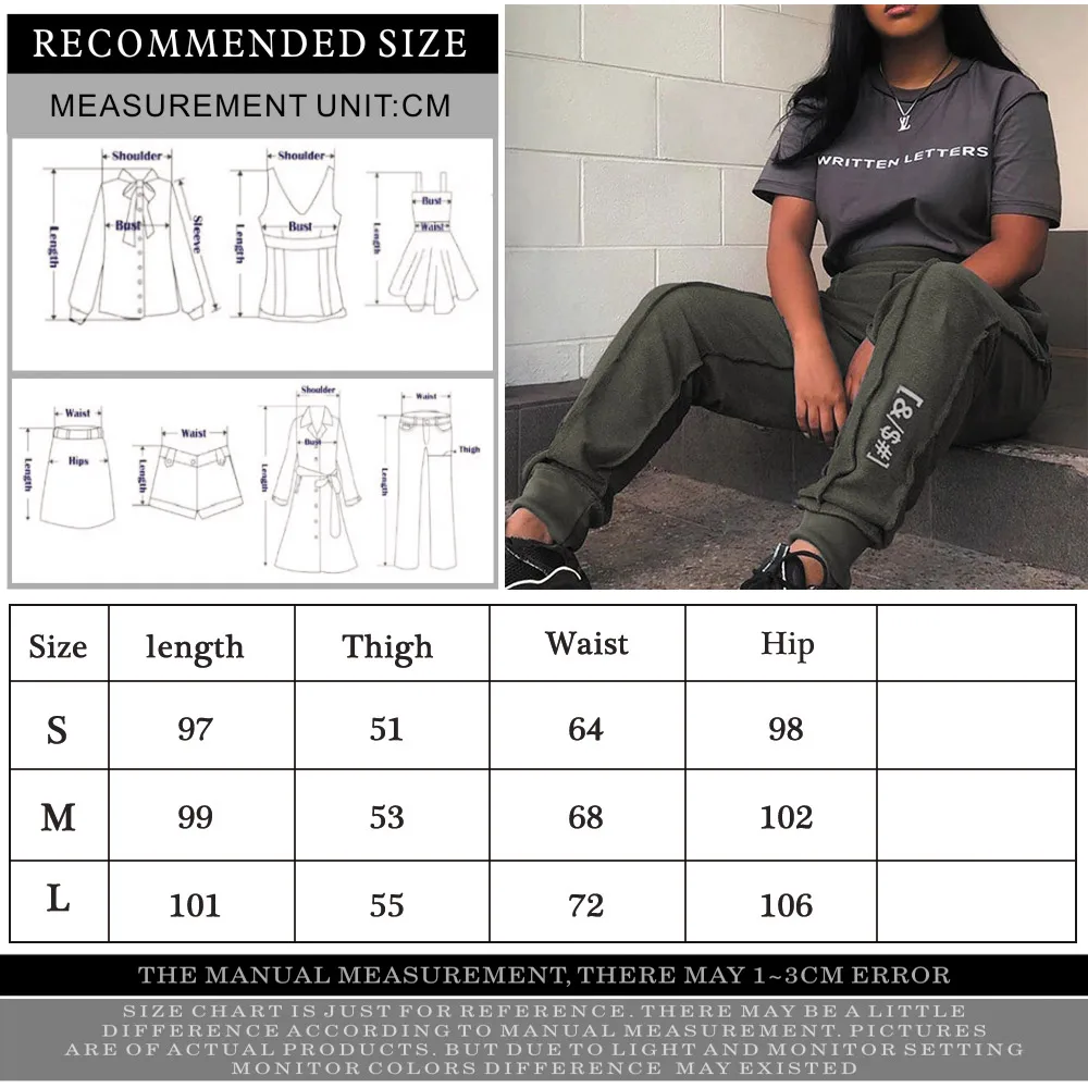 Gold Hands Autumn Winter Letter Print Casual Women Sweatpants Harajuku High Waist Sweatshirt Pants Loose Joggers Fashion