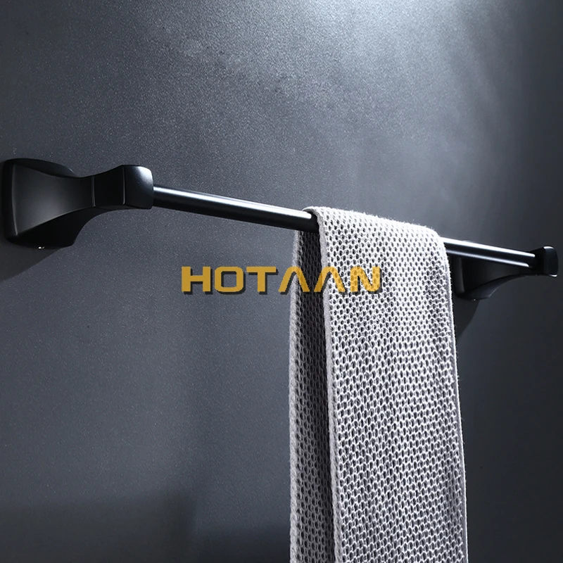 . Matte Black Finish Aluminium Bathroom Accessory Single Towel Bar Towel Rail Holder 30/35/40/50/60cm