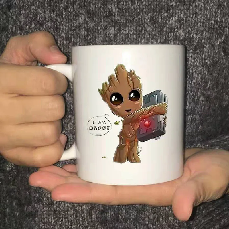 Новые стильные керамические чашки I Am Groot, меняющие цвет, кружка для молока, кофе, чая, кружки для студентов, чашка для завтрака, подарок для друзей