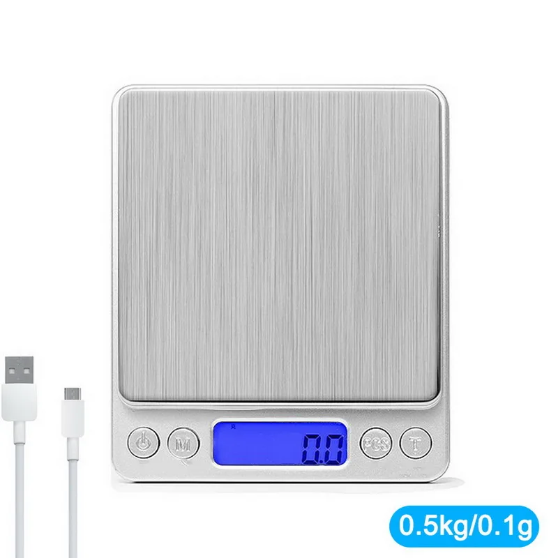 USB 500g 0.1g Портативные цифровые весы с бусинами, кухонные бытовые весы для пищевых продуктов, 0,1 г, 0,01 г, Прецизионная электронная масштабная шкала платформы без батареи - Цвет: USB 500g 0.1g