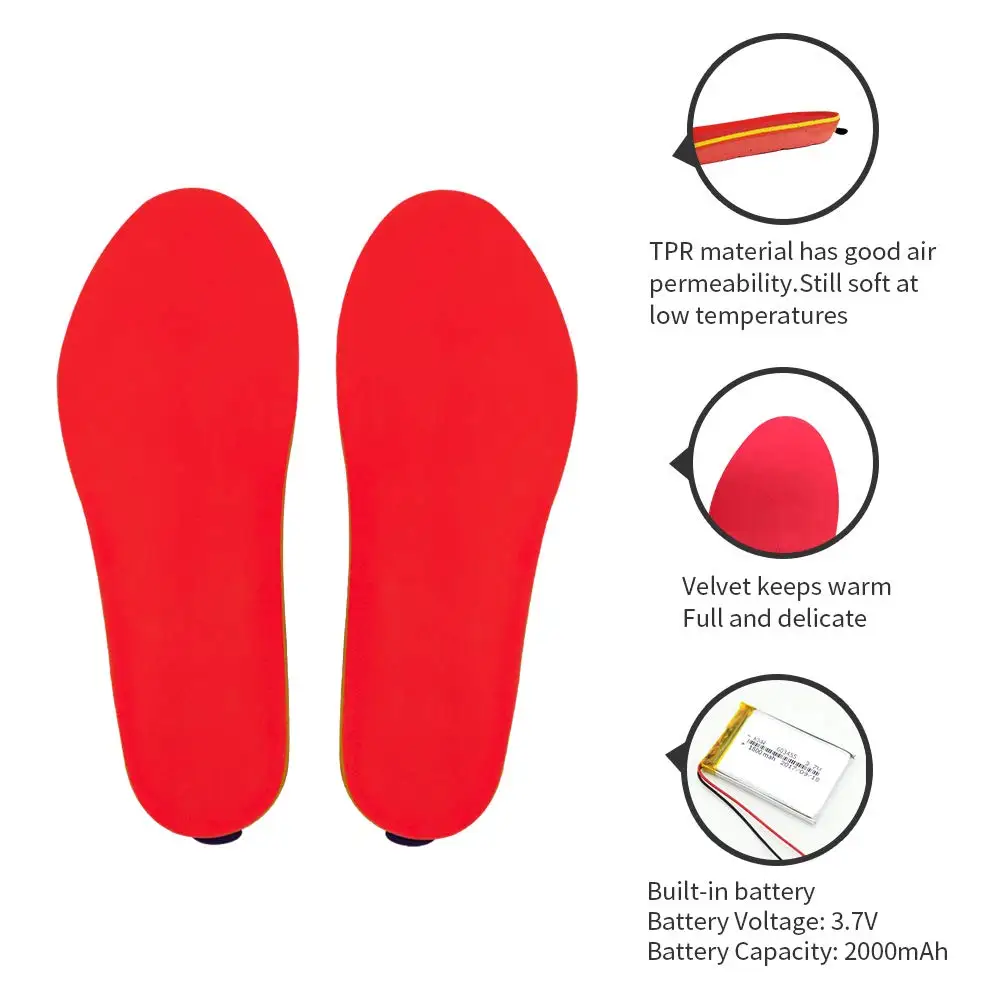 Батарея-приведенный в действие топления длинноволновой мягкие вставки под стельками обувь для мужчин и женщин, обогреватели для ног-контроль температуры - Цвет: Red 29.5CM