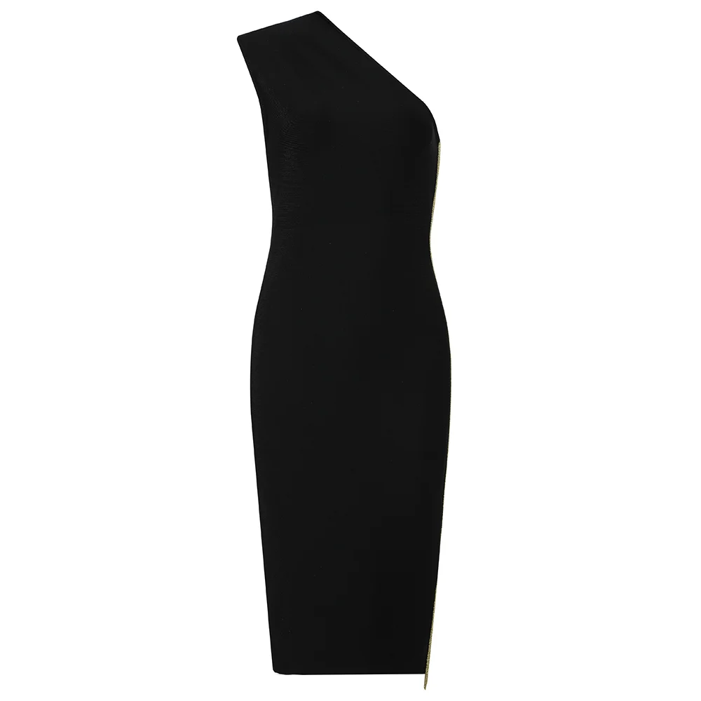 Модное летнее женское платье, облегающее платье для вечеринки, vestidos, модное элегантное женское платье на одно плечо без рукавов, однотонное черное Бандажное платье