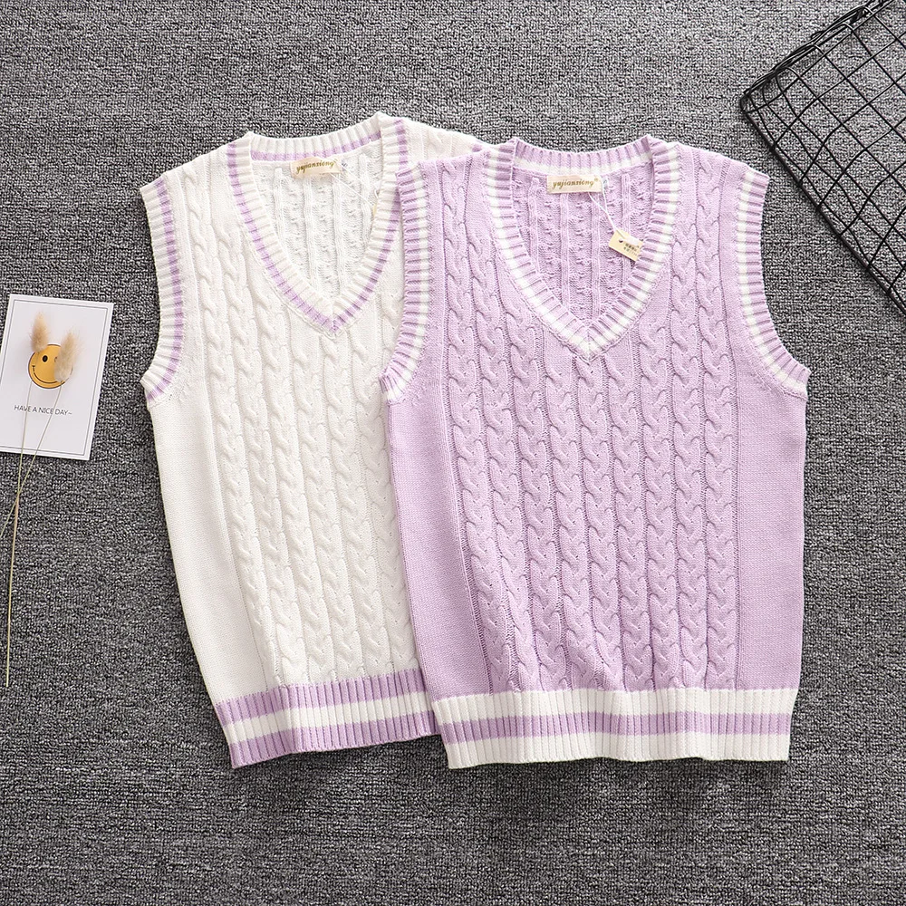 

Couple many Twisted Sweater vest high school Japanese-style knitting pullover