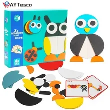 Animal En Bois Puzzle Enfants Éducatifs sesquid jeu Jouets Pour Enfants Apprenant Puzzles En Bois Bébé Jouet Éducatif Précoce