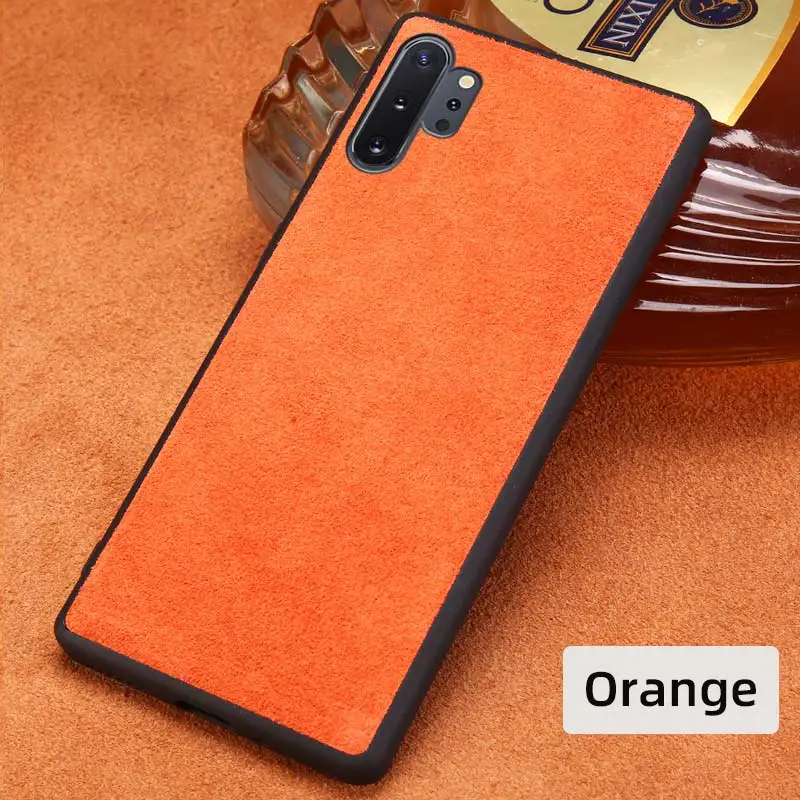 Настоящая ворсистая коровья кожа чехол для телефона для Galaxy S9 S8 S10 S10 plus note 10 9 8 A70 A60 A50 A40 J7 A8 360 Защитный чехол с полной защитой - Цвет: Оранжевый