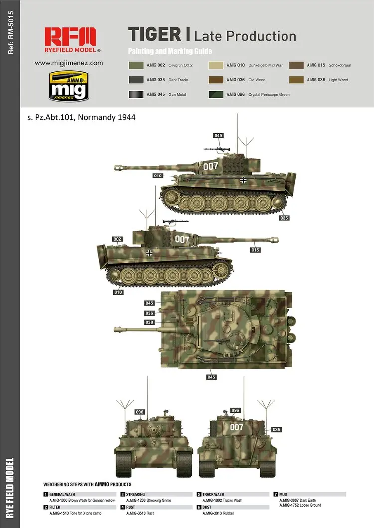 Rye Field RM5003 1/35 WWII TIGER I S.PZ.ABT.503 EASTERN FRONT w/подвижные треки Танк Игрушка пластиковая