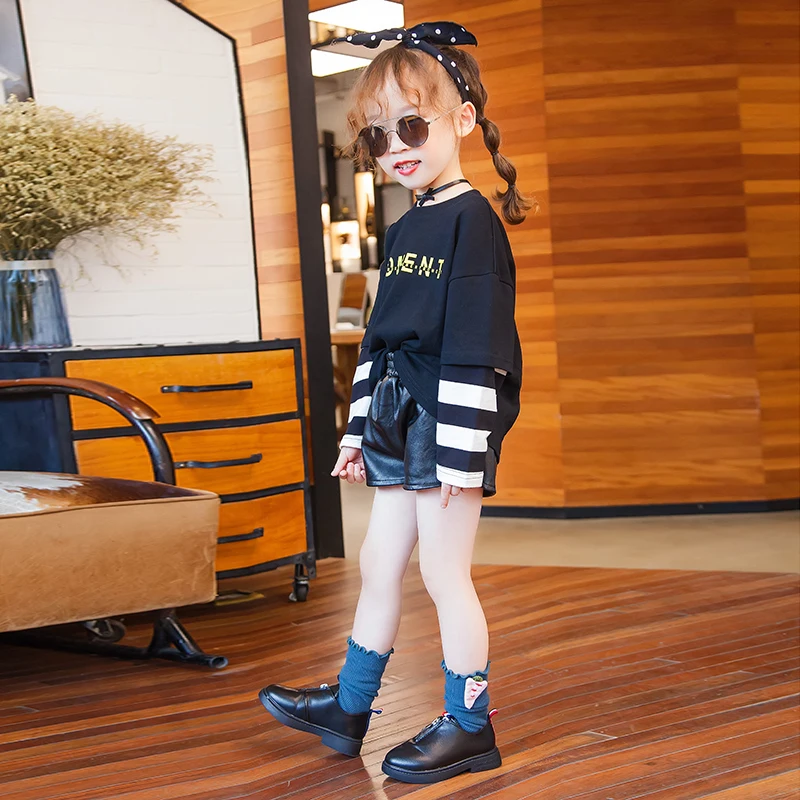 Fall new children's PU leather shoes soft soles girl princess style zipper shoes suitable for student parties