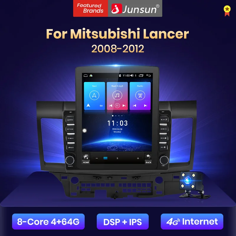 Автомагнитола Junsun V2 Por 4G + 64G Android для Mitsubishi Lancer 10 2007 2013 мультимедийный видеоплеер GPS