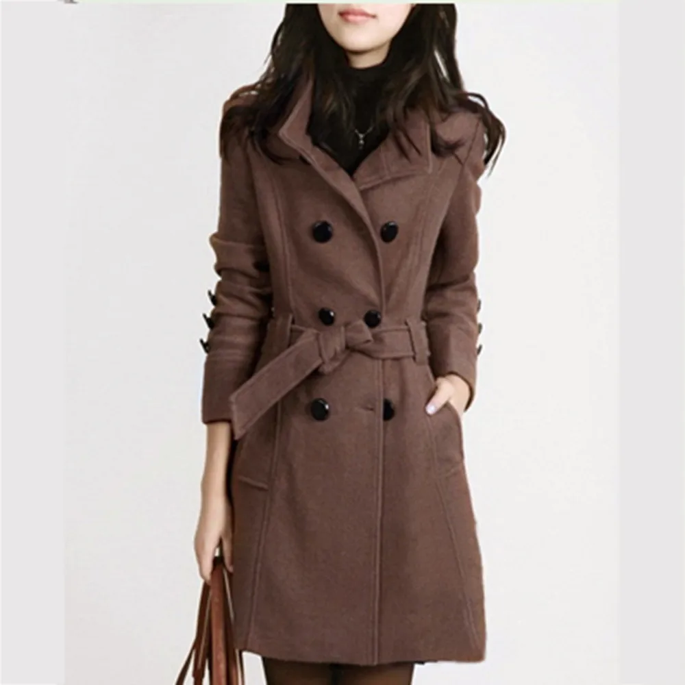 Шерстяное пальто для женщин, зимнее, теплое, водолазка, длинный рукав, однобортное, с поясом, одноцветное, тонкое, смесь, пальто с карманами, большие размеры