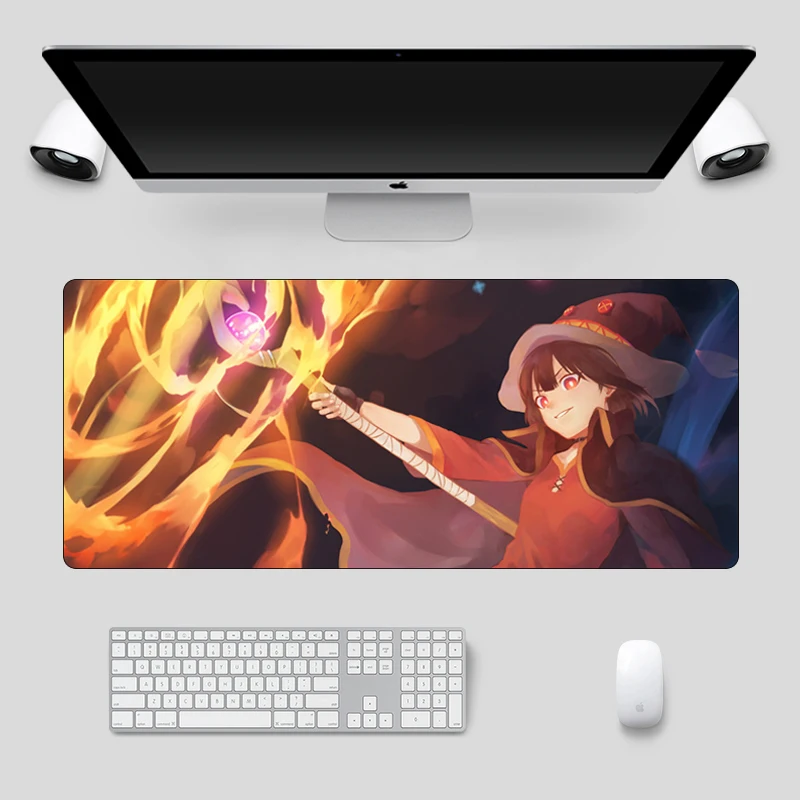 Konosuba японский аниме коврик для мыши Скорость геймера большой игровой коврик для мыши XL отаку 70x30 см фиксирующий край прочный мягкий компьютерный коврик