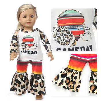 

Doll Clothes Accessories American Fit 18 inch Girl 40- 43cm Born Baby Trumpet Leopard Rainbow Suit For Baby Birthday Gift