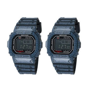 

2Pcs Sanda Sports Led Electronic Digital Watch Waterproof Hand Expression Watch Black Men & Female
