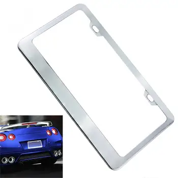 

Universal Waterproof Silver Car License Plate Box with Mirror Polished Chrome and 2 License Fasteners for Most Cars