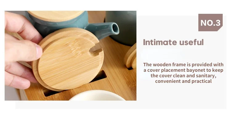 Description Picture 6 of itemCeramic Spice Rack, Salt Shaker, Pepper, Vinegar, Oil Bottle Sugar Chili Condiment Box Spices Storage Jar Set Household Kitchen