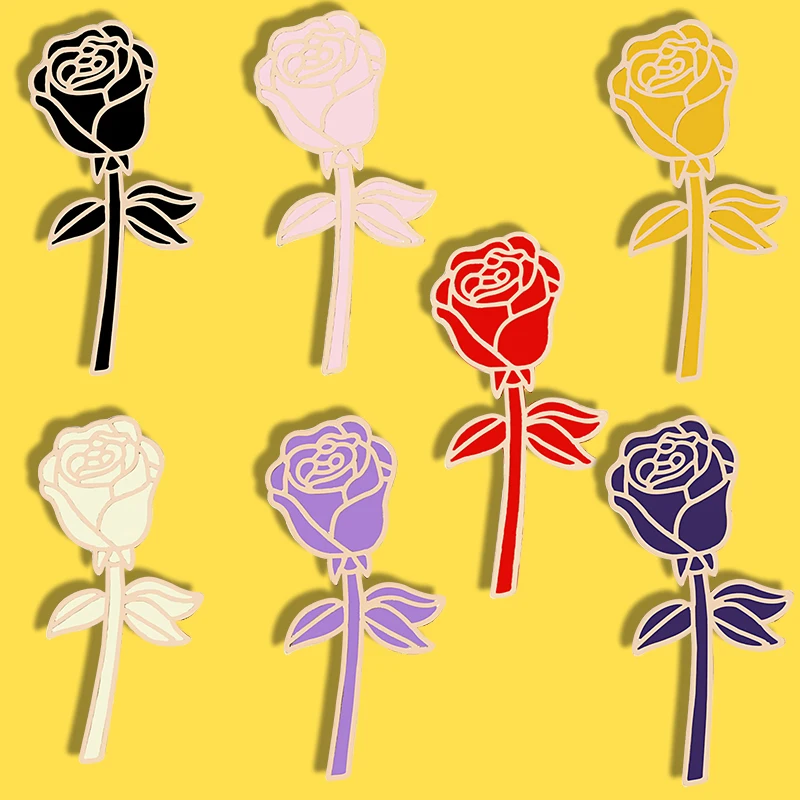 7 видов цветов Очаровательная Роза эмаль брошь цветок броши для женщин куртки