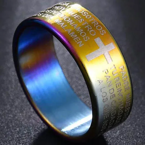 8MM RainbowCross Качественные обручальные кольца GoldColor, кольцо для женщин и мужчин, ювелирные изделия из нержавеющей стали, обручальное кольцо, Подарок на годовщину, удивительная цена - Цвет основного камня: 8MM RainbowCross