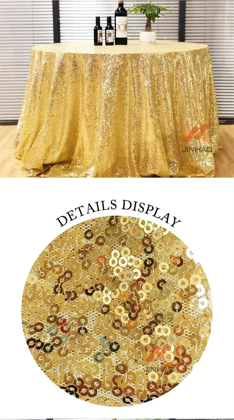 Good Quantity 72inch 180cm Gold Table Cloth Waterproof Round Sequin Tablecloth Wedding - Цвет: Gold 8