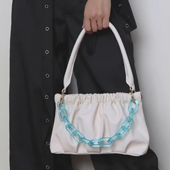 

Acrylic Chain Pleated Bags for women 2020 Designer Top Handle Shoulder Bags Party Clutch Purse lady handbags Bolsa Mujer New