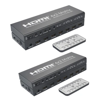 

HDMI Switch 2.0 HDMI Matrix 4X2 4K 60Hz YUV 4:4:4 HDR ARC Switch Splitter 4 in 2 Out Splitter Support o